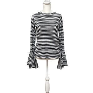 Zara Striped Black and White Bell Sleeve Top
